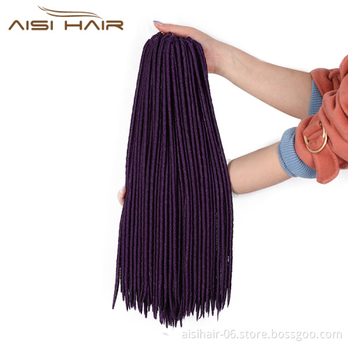 Aisi Hair Wholesale Popular Long Style Heat Resistant Synthetic Purple Color Dreadlocks Braid Hair Extensions For Black Women